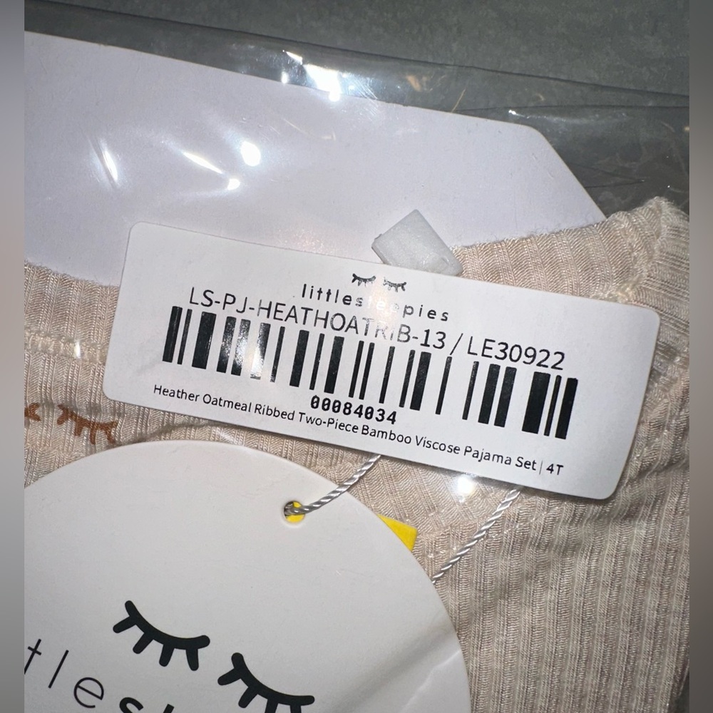 NIB LS Heather Oatmeal Ribbed Pj Set - Picture 4 of 4